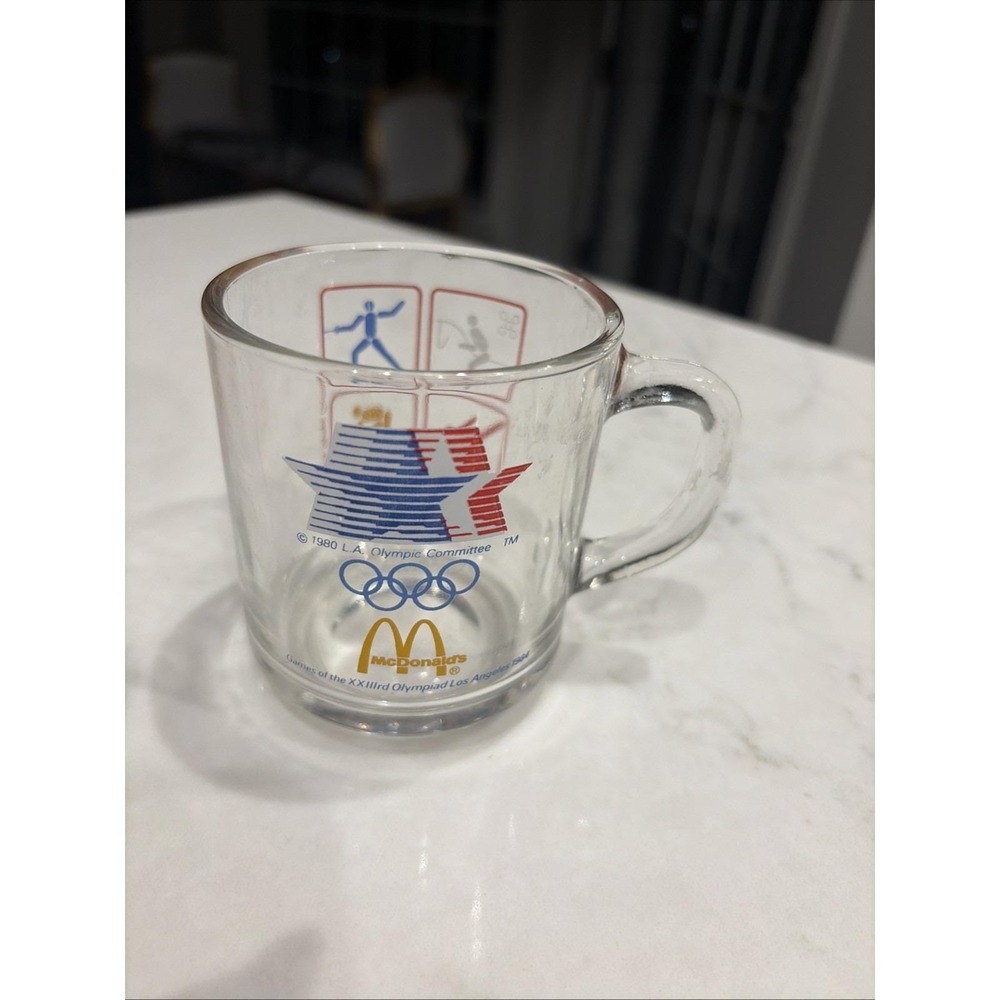 VTG 1984‎ McDonalds Summer Olympics Commemorative Souvenir Glass Coffee Mug Cup